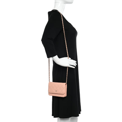 Chanel Lambskin Quilted Mini Wallet On Chain WOC Light Pink 2 of 10