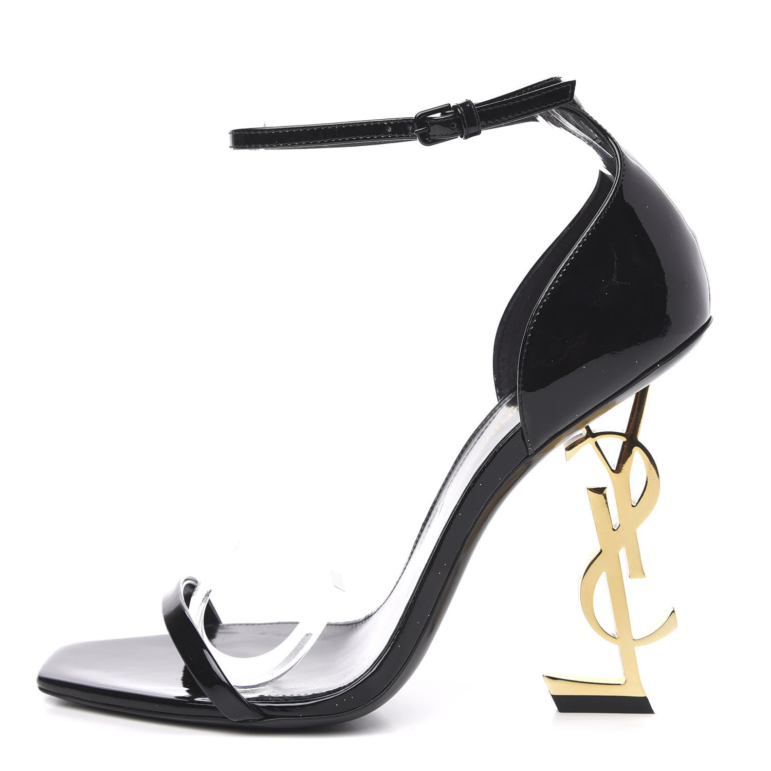 Saint Laurent Patent Calfskin Opyum 110 Sandals 39 Black Gold 1 of 9