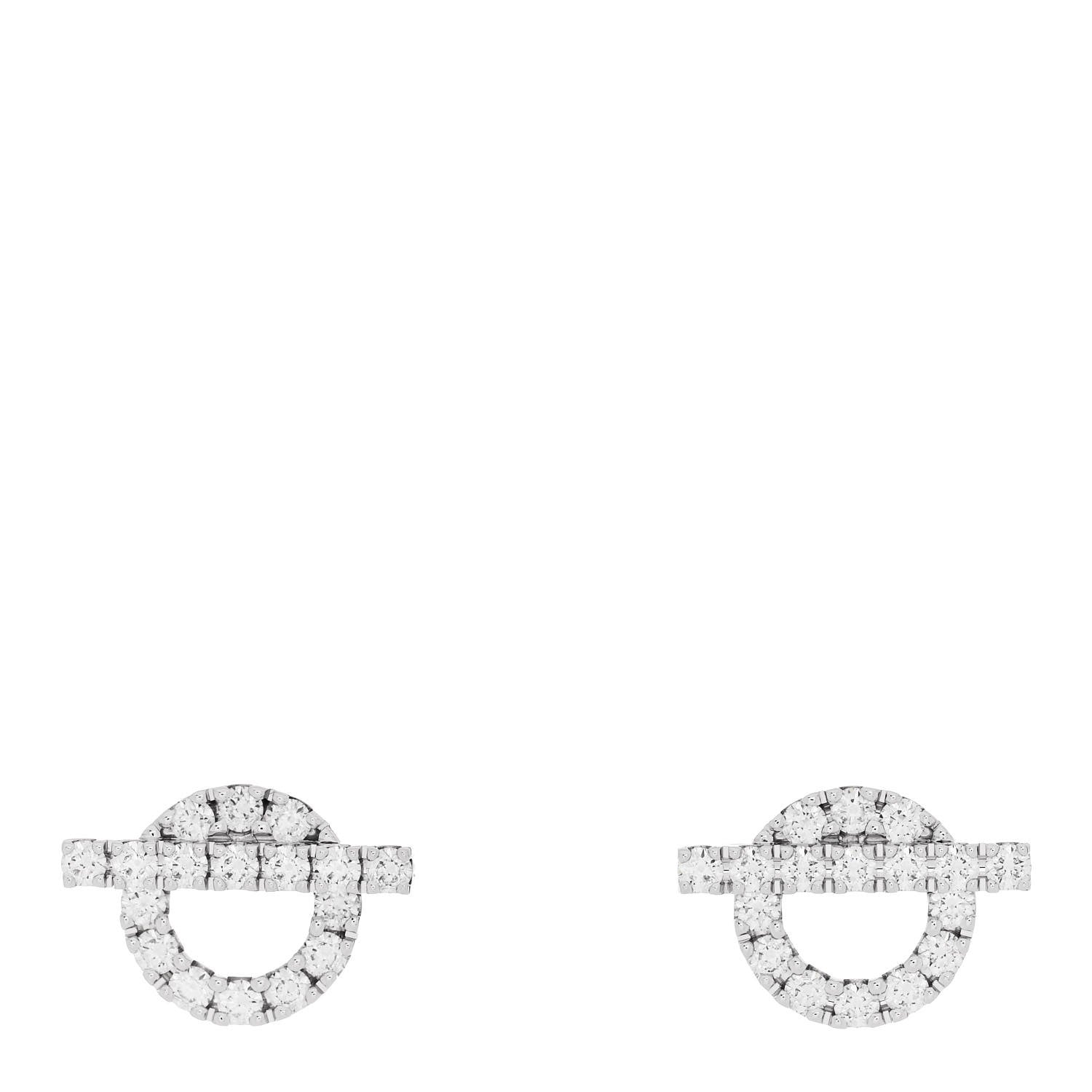 Hermes 18K White Gold Diamond Finesse Earrings 1 of 5