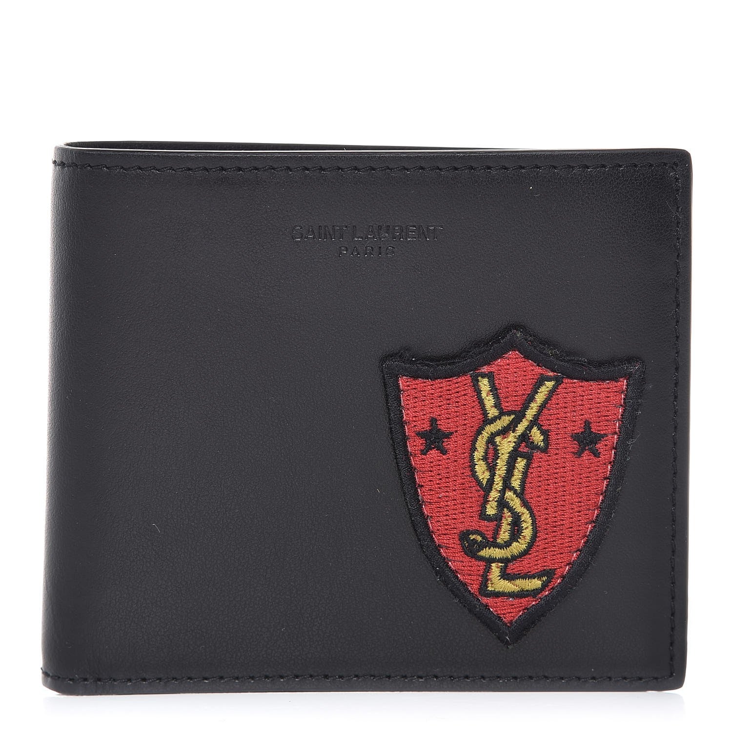 Saint Laurent Calfskin Patch Bifold Wallet Black 1 of 7