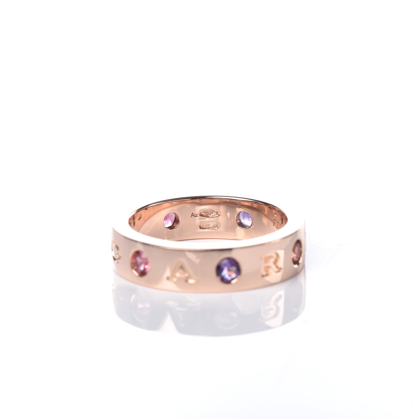 18K Rose Gold Amethyst Tourmaline Diamond Roman Sorbet Band Ring 55 7.25