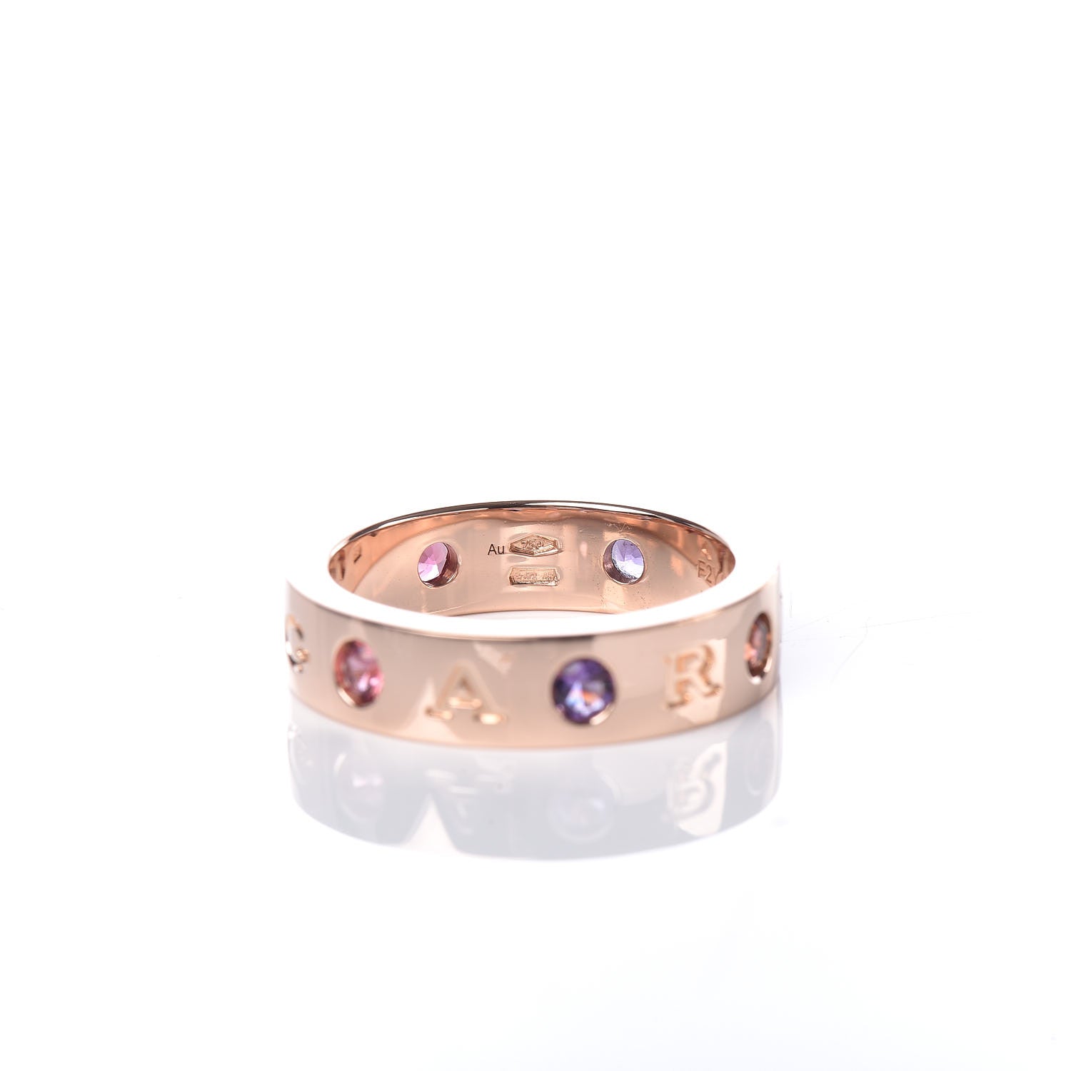 Bulgari 18K Rose Gold Amethyst Tourmaline Diamond Roman Sorbet Band Ring 55 7.25 5 of 5