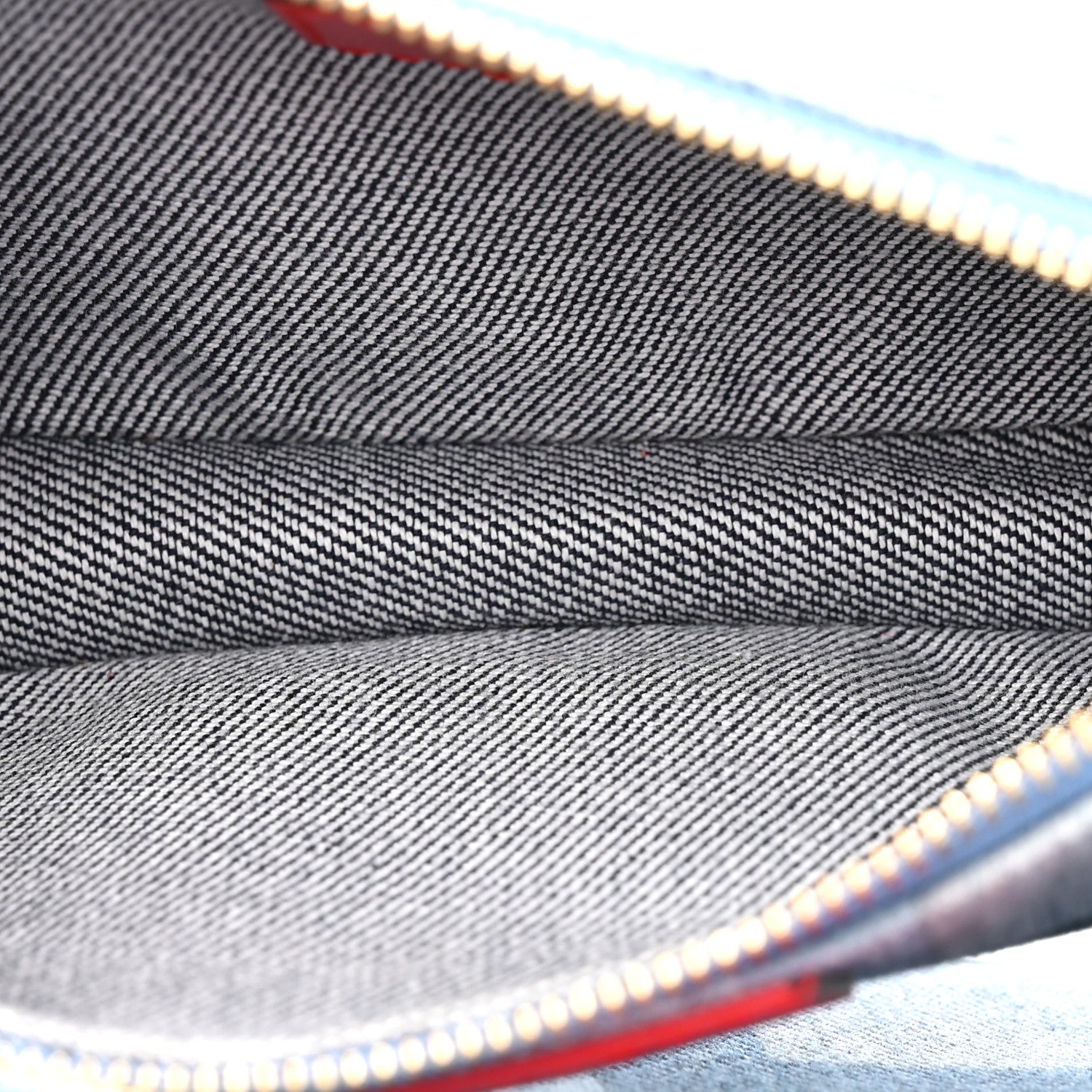 Louis Vuitton Denim Damier Monogram Patchwork Multi Pochette Accessories Blue Rouge 6 of 10