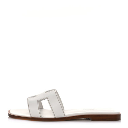 Hermes Box Calfskin Oran Sandals 36 White 1 of 9