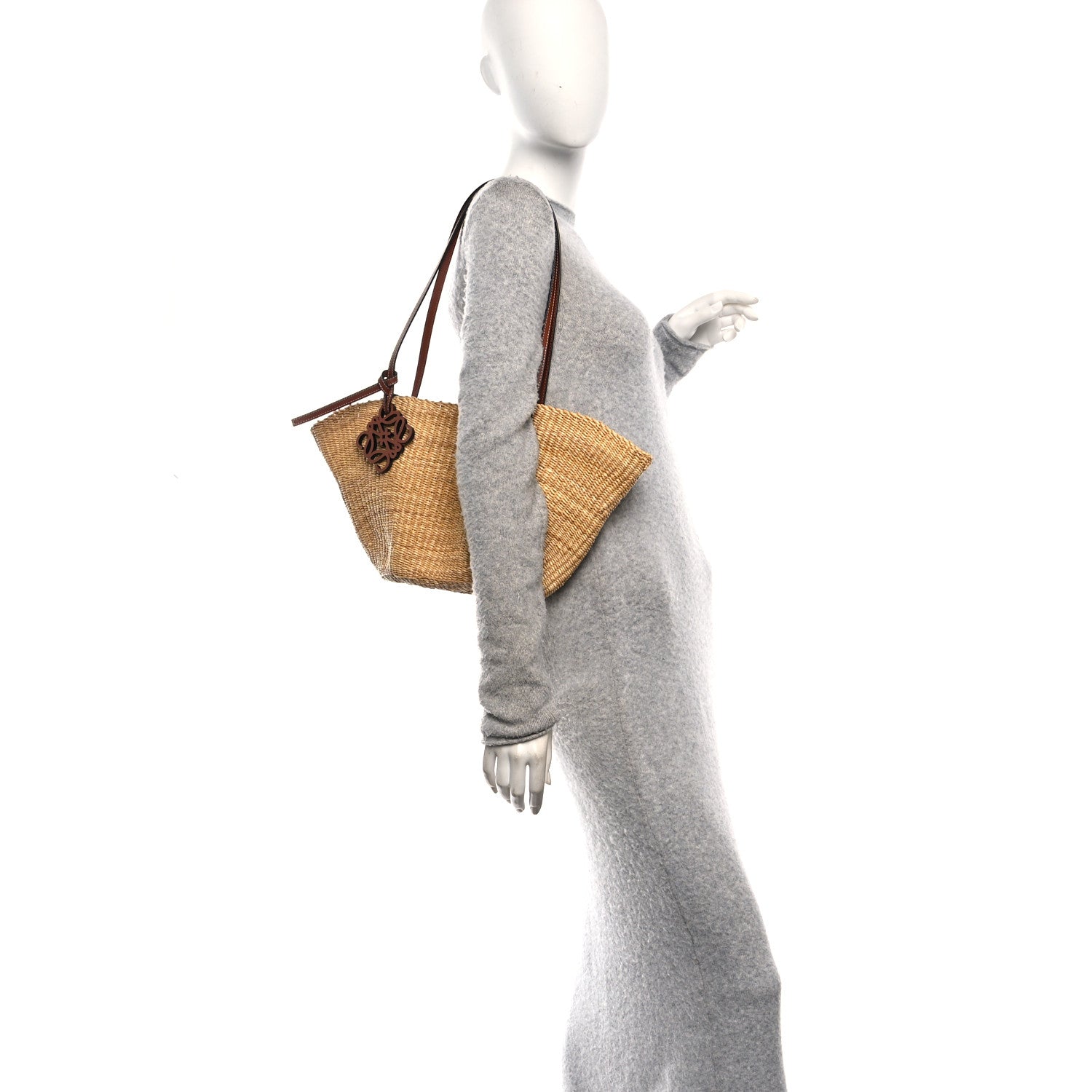 Loewe Calfskin Raffia Paulas Ibiza Small Basket Tote Bag Natural Pecan 2 of 10