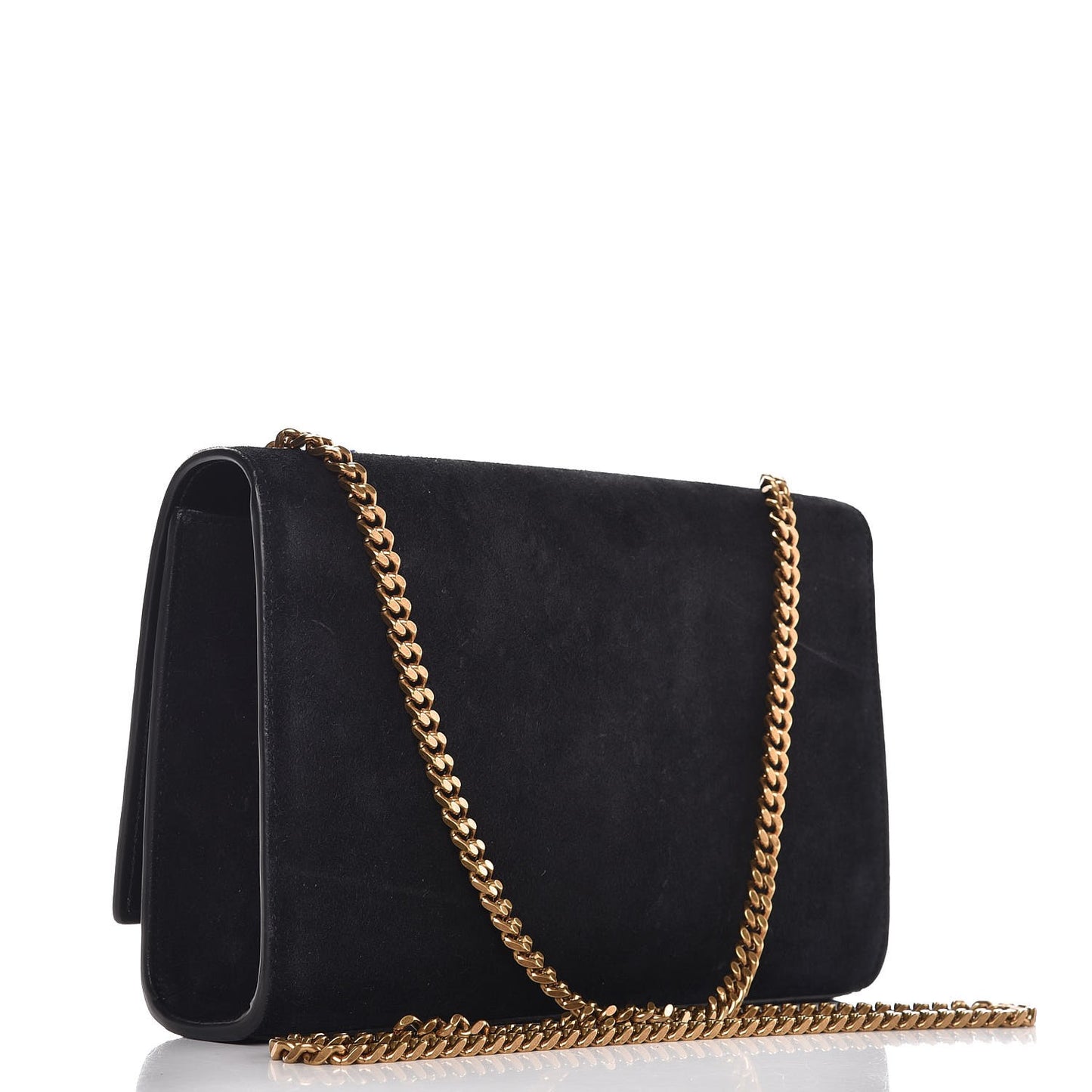 Suede Crystal Medium Classic Monogram Kate Satchel Nero Black