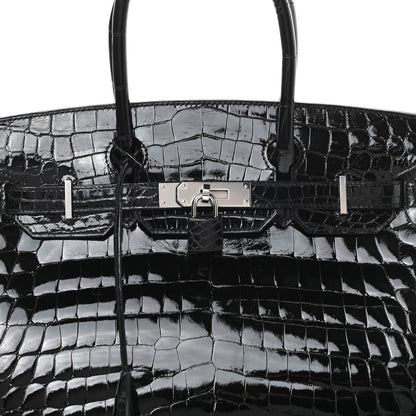 Hermes Shiny Niloticus Crocodile Birkin 30 Black 32 of 35
