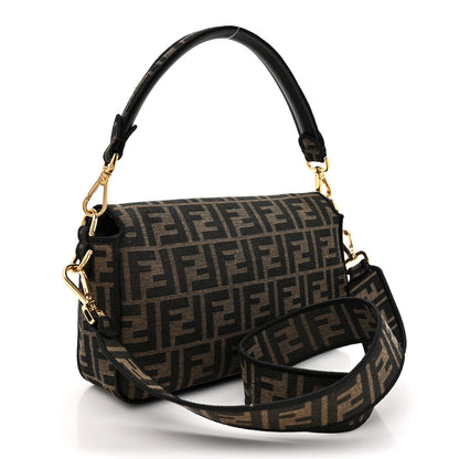 Fendi Fabric Jacquard FF 1974 Medium Baguette Tobacco Moro Black 3 of 11