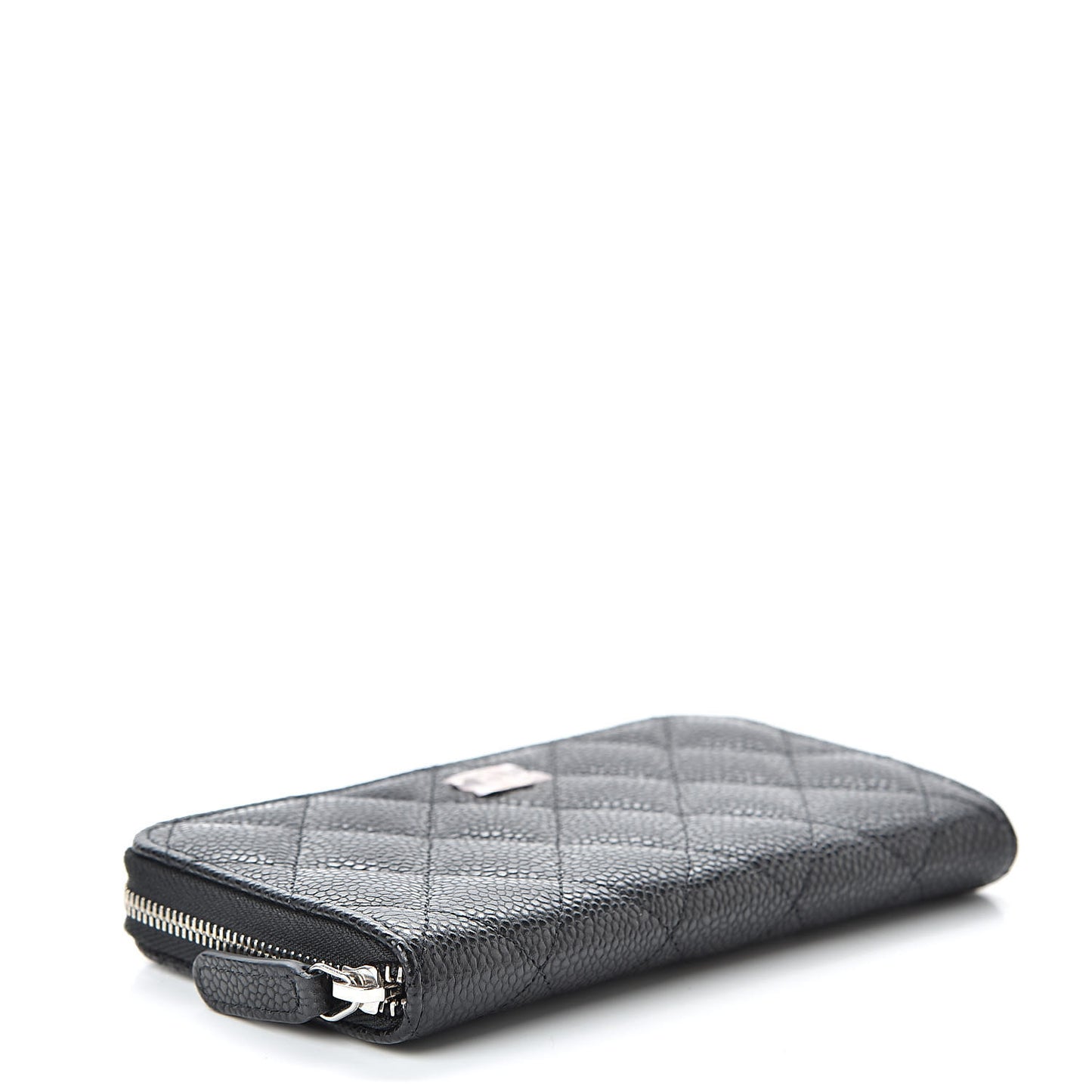 Caviar Quilted Small Zip Around Wallet Black
