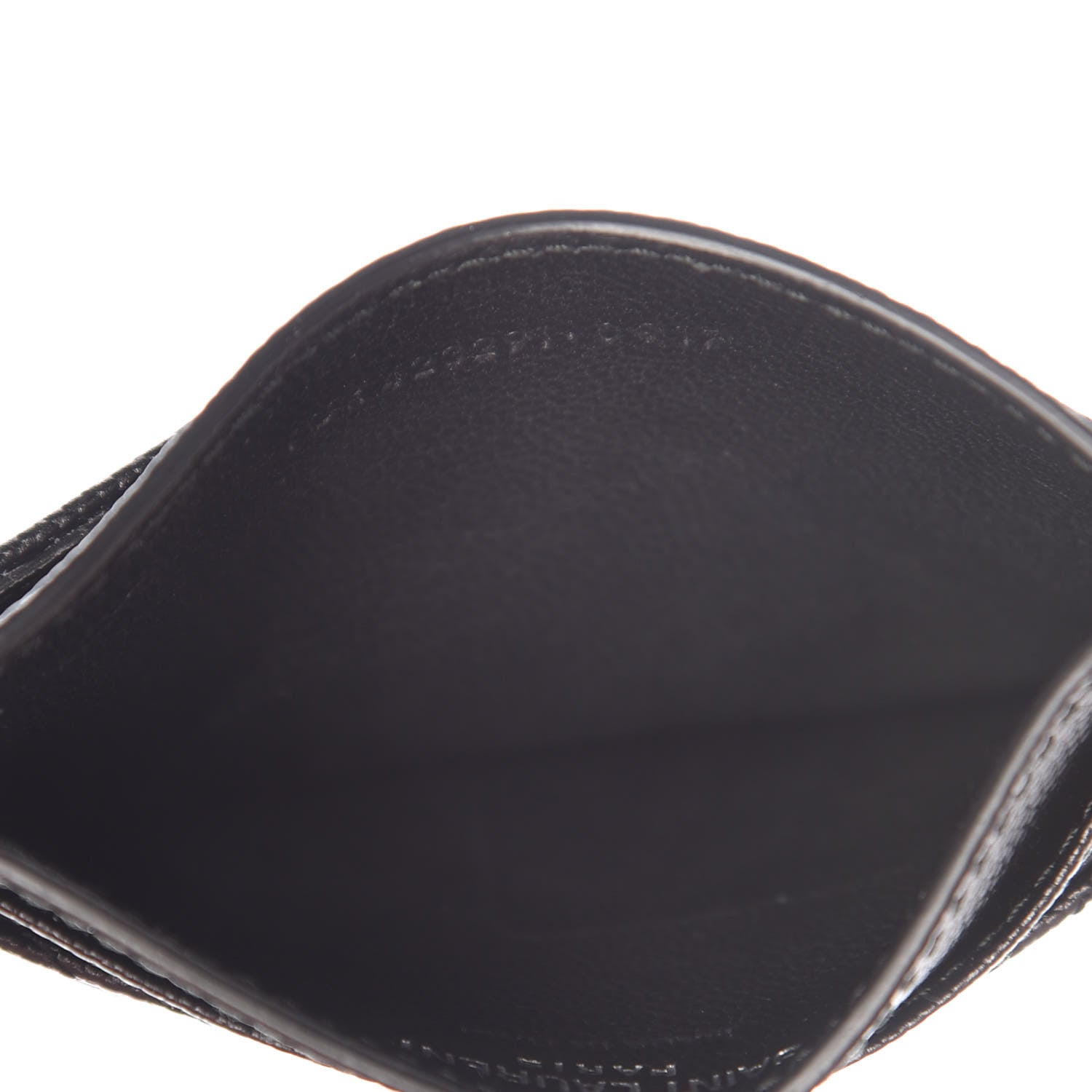 Saint Laurent Grain De Poudre Matelasse Chevron Monogram Credit Card Case Black 5 of 8