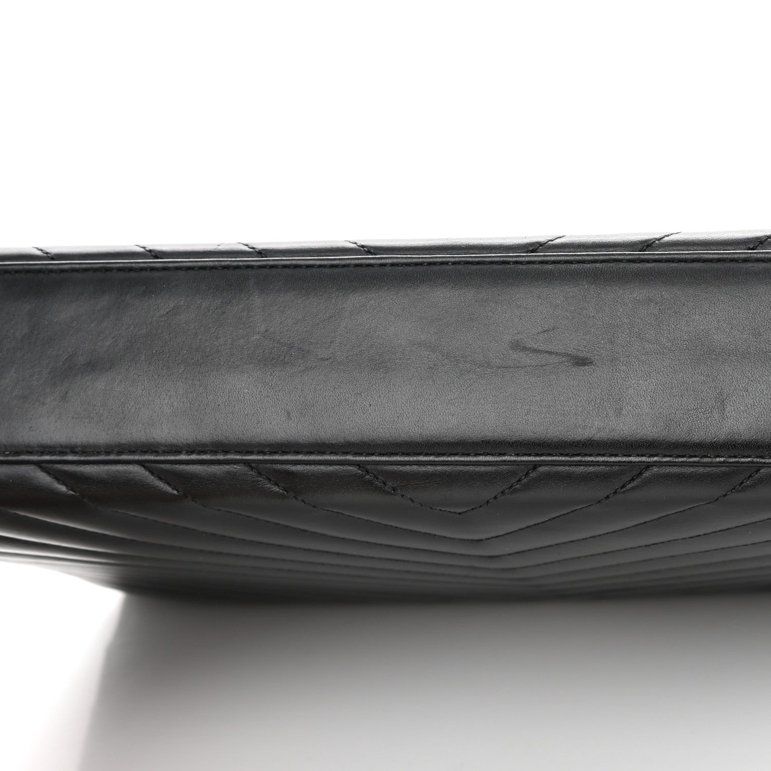 Saint Laurent Smooth Calfskin Matelasse Chevron Large Monogram Satchel Black 16 of 19