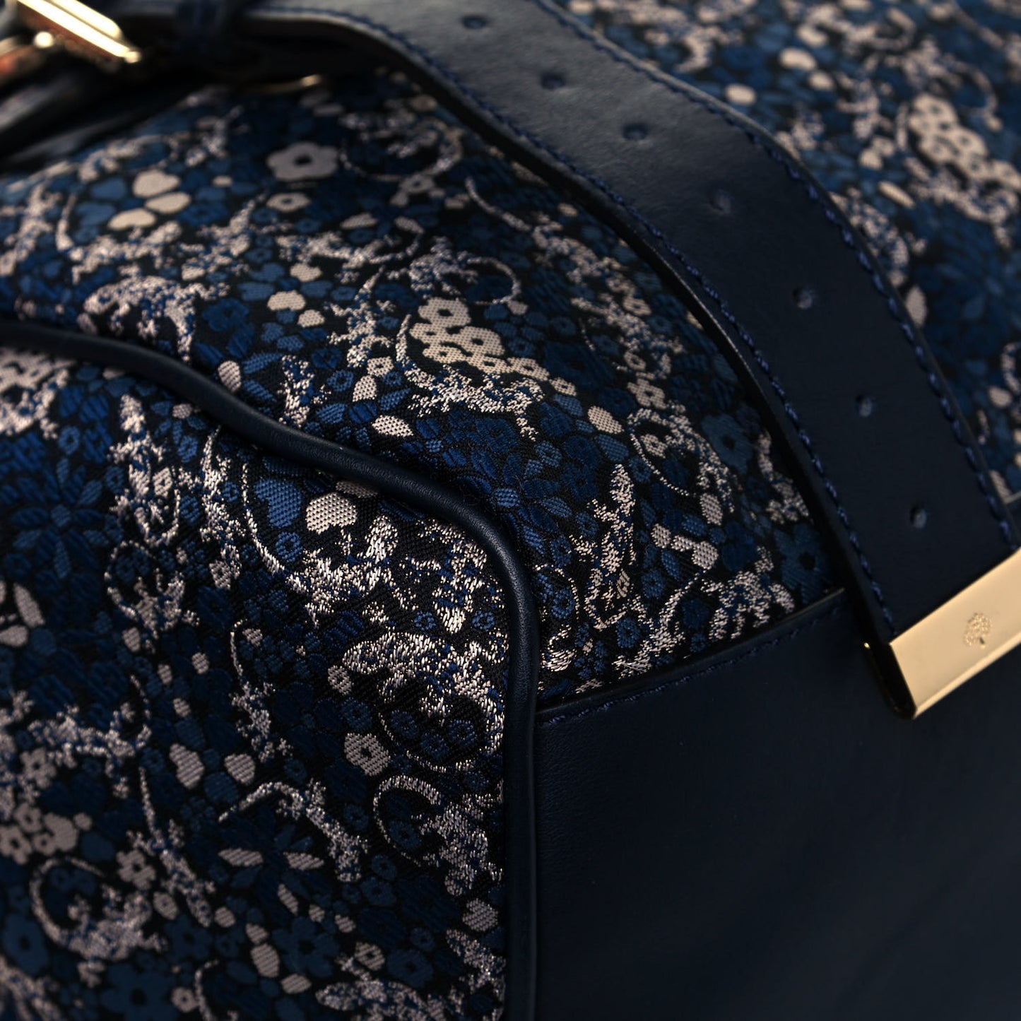 Gecko Jacquard Floral Alexa Satchel Navy