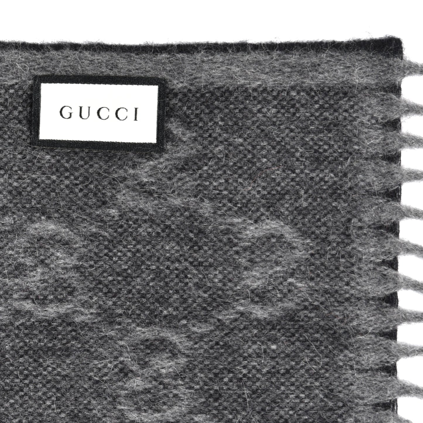 Wool Angora Monogram Web New Nikky Scarf Lead Dark Green