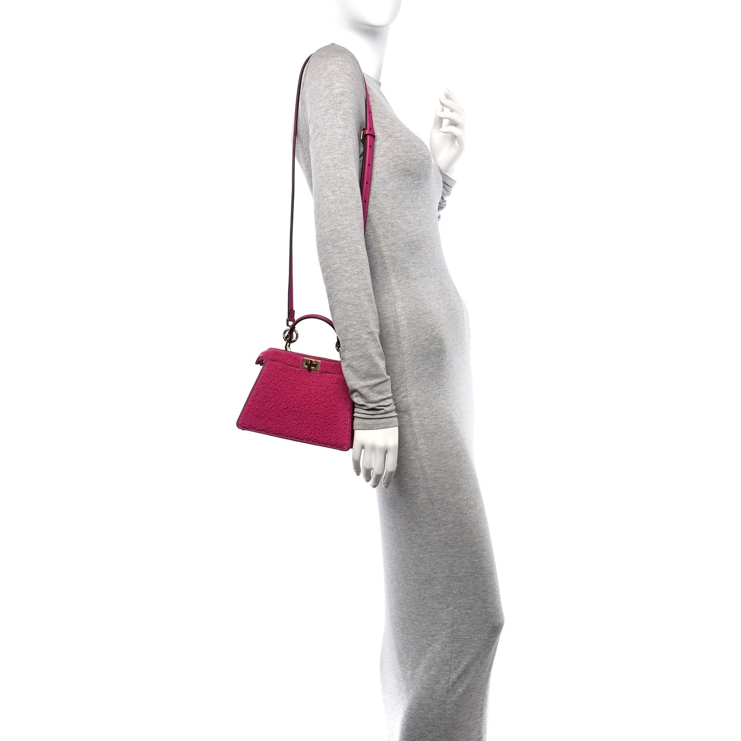 Curly Shearling Shiny Nappa Petite Peekaboo I SEE U Satchel Ciclamino Pilar