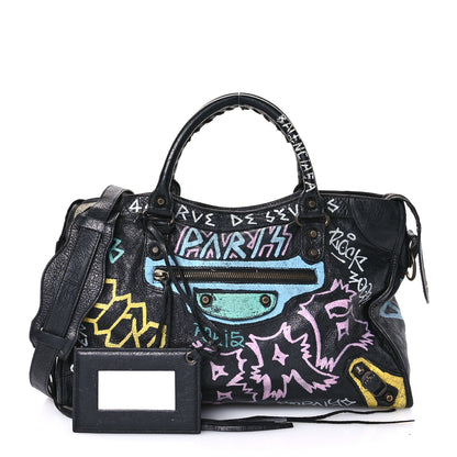 Balenciaga Agneau Graffiti All Over Classic Hardware City Black Multicolor 3 of 16