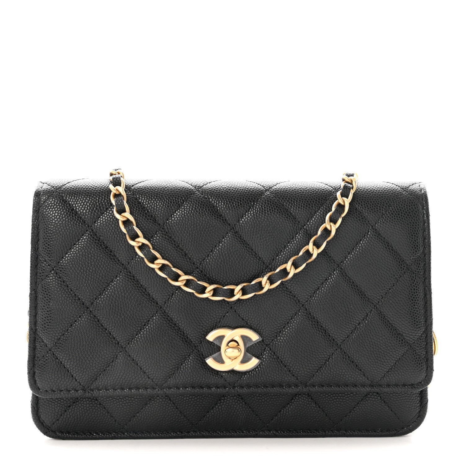 Chanel Caviar Quilted Medallion Wallet on Chain WOC Black 1 of 12