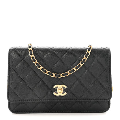 Chanel Caviar Quilted Medallion Wallet on Chain WOC Black 1 of 12