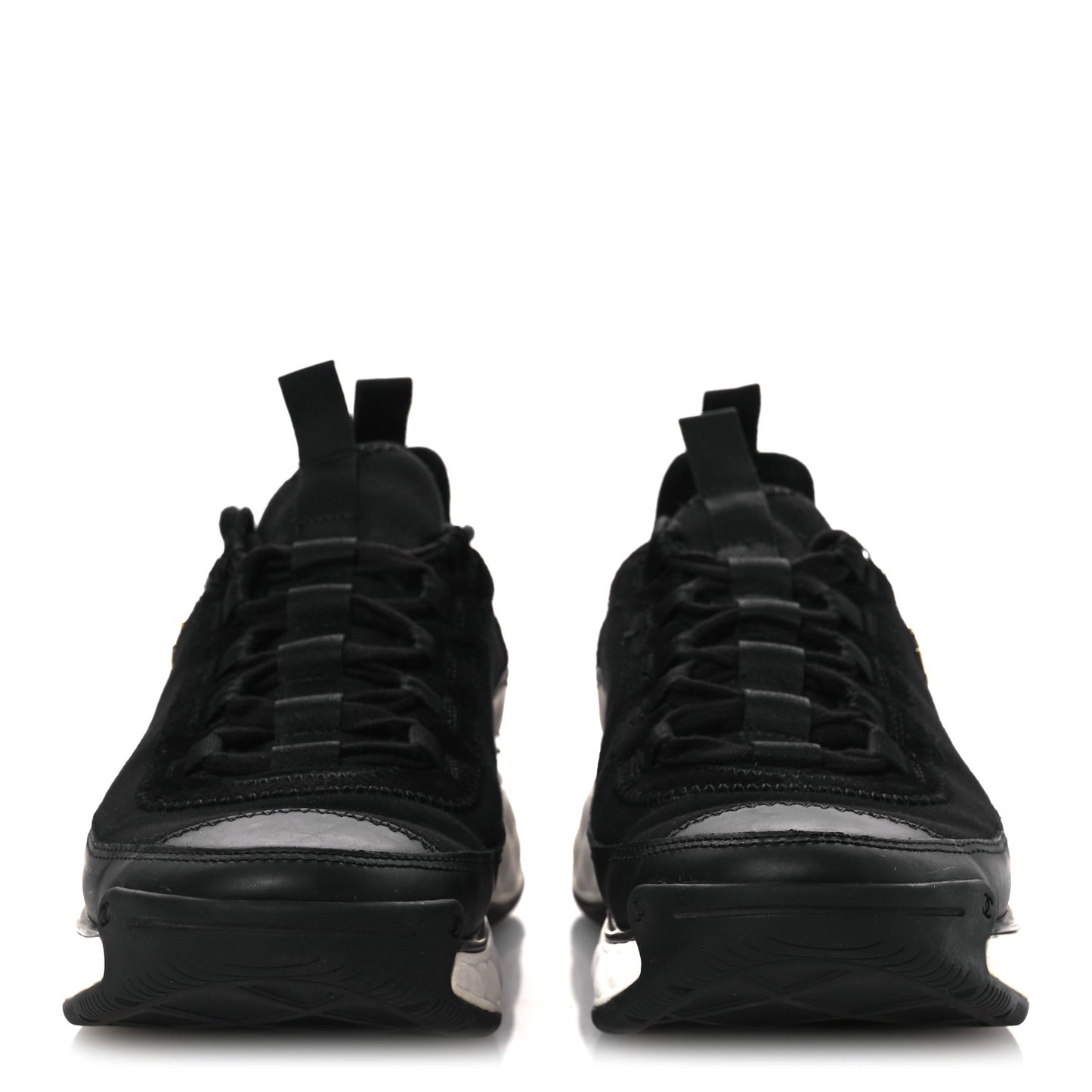 Velvet Calfskin Mixed Fibers CC Sneakers 38.5 Black