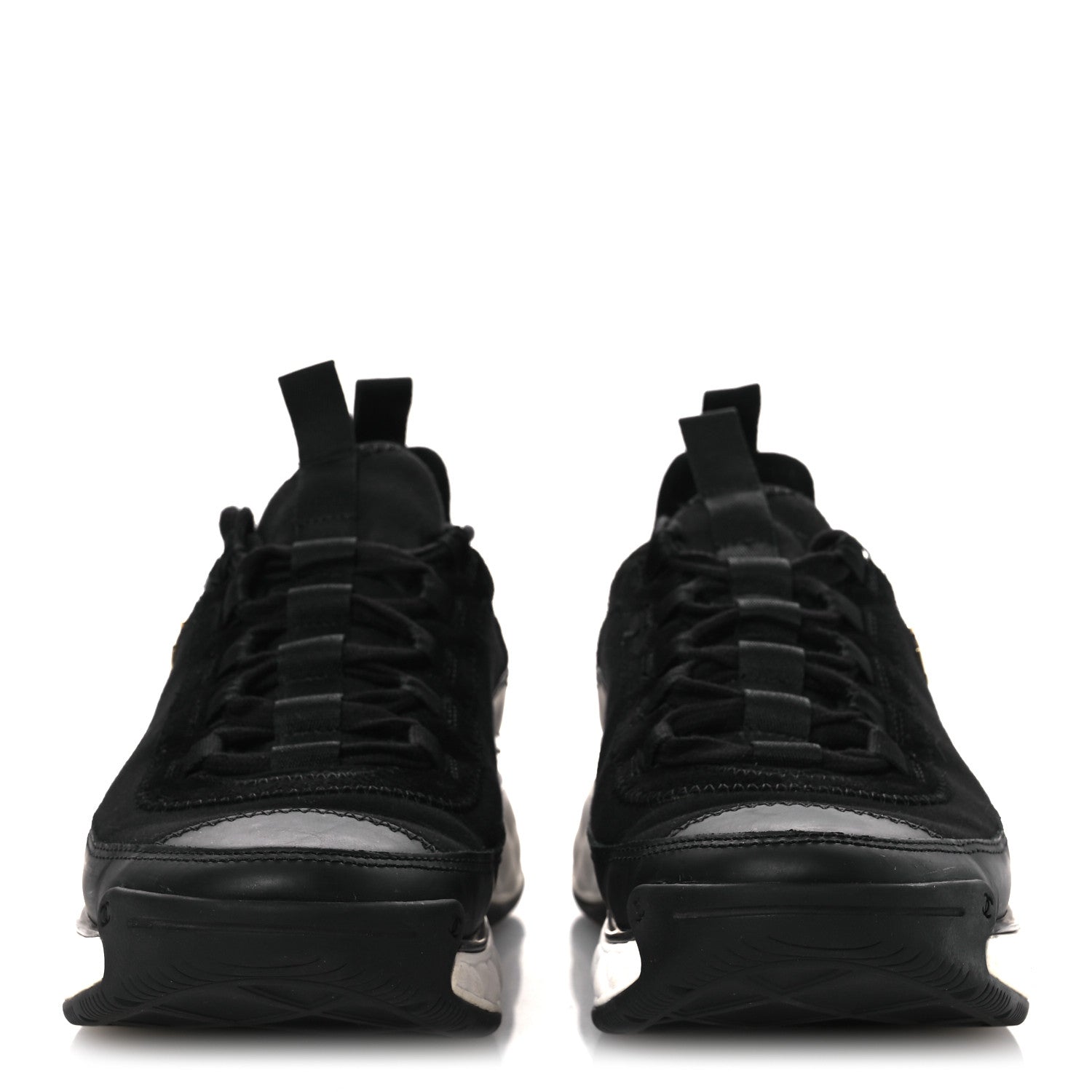 Chanel Velvet Calfskin Mixed Fibers CC Sneakers 38.5 Black 3 of 15