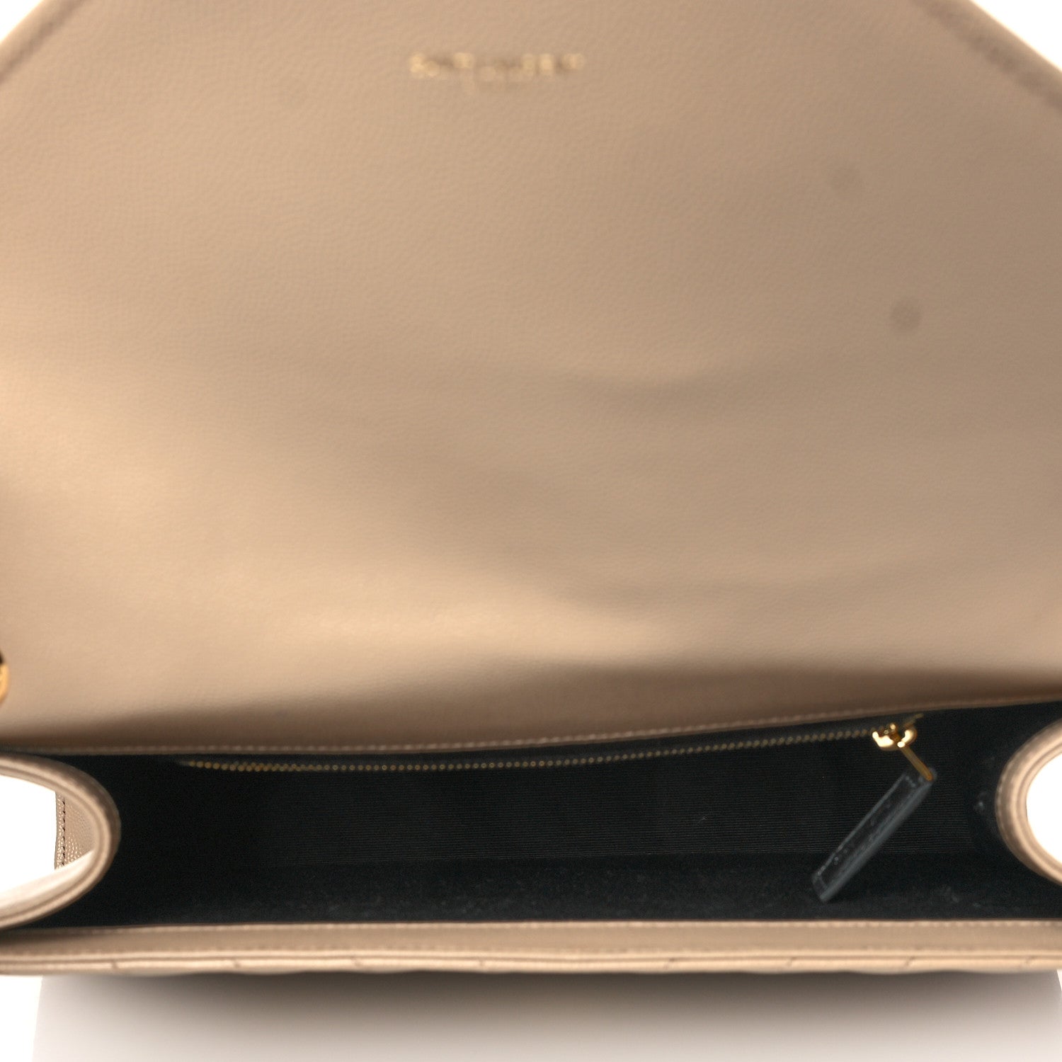 Saint Laurent Grain De Poudre Matelasse Chevron Large Monogram Satchel Dark Beige 4 of 8