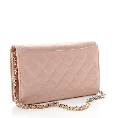 Chanel Iridescent Calfskin Quilted Boy Wallet on Removable Chain Light Pink 4 of 14
