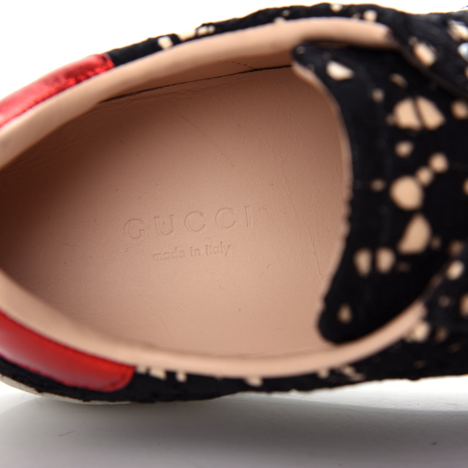 Gucci Lace Crystal Sylvie Web Flower Leaf Womens Ace Sneakers 38.5 Black Tan Beige 8 of 11