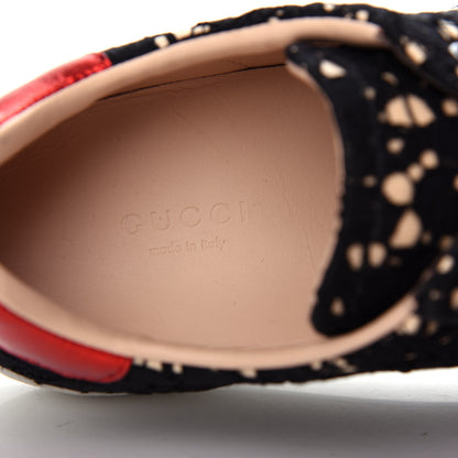 Gucci Lace Crystal Sylvie Web Flower Leaf Womens Ace Sneakers 38.5 Black Tan Beige 8 of 11