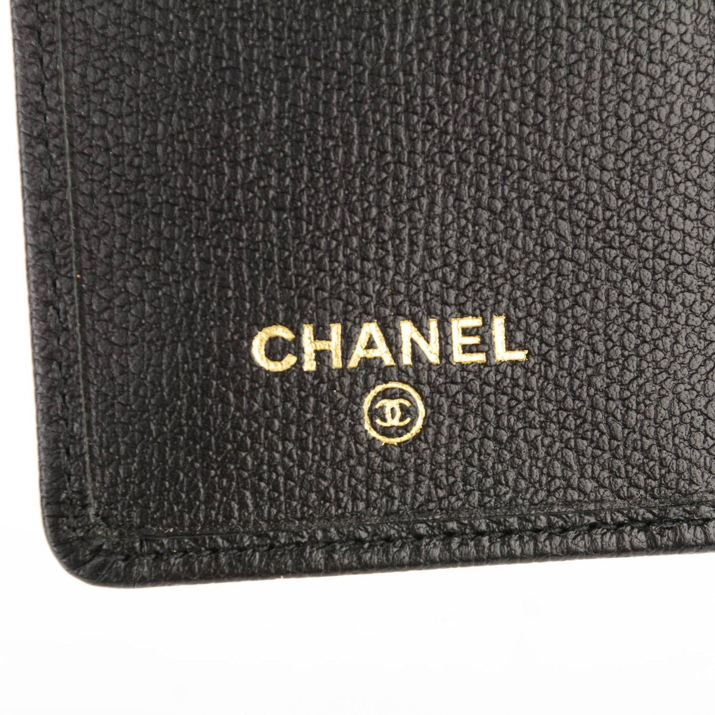 Grained Calfskin Small CC Button Pocket Agenda Cover Black