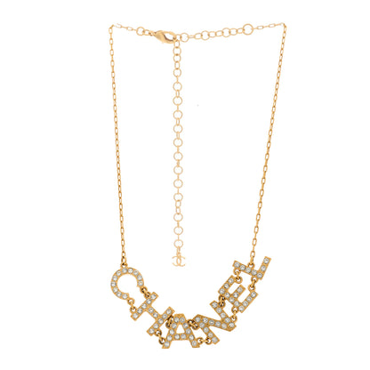 Chanel Metal Crystal 90's Icon Logo Necklace Gold 3 of 5