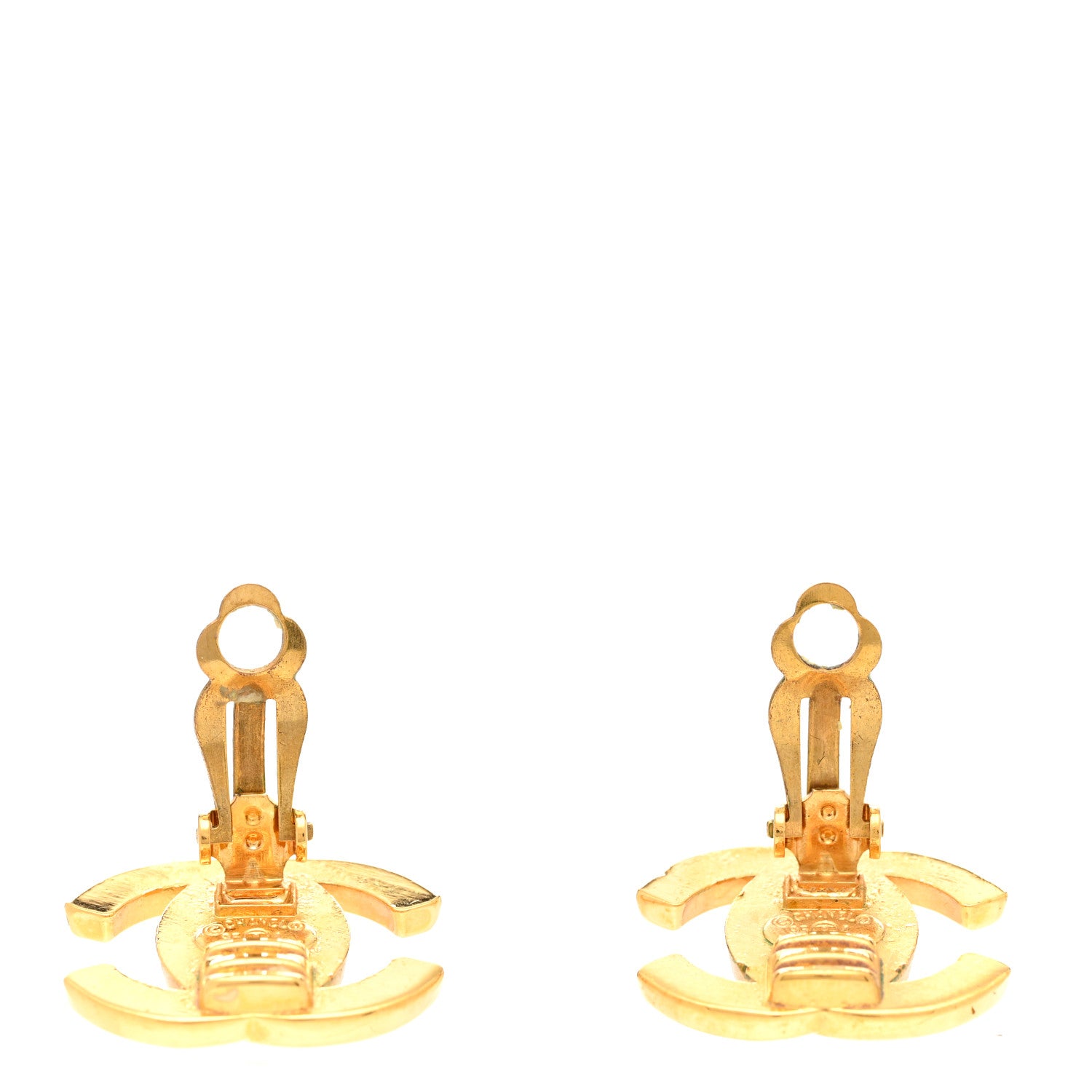 Chanel Metal CC Turnlock Clip On Earrings Gold 4 of 5