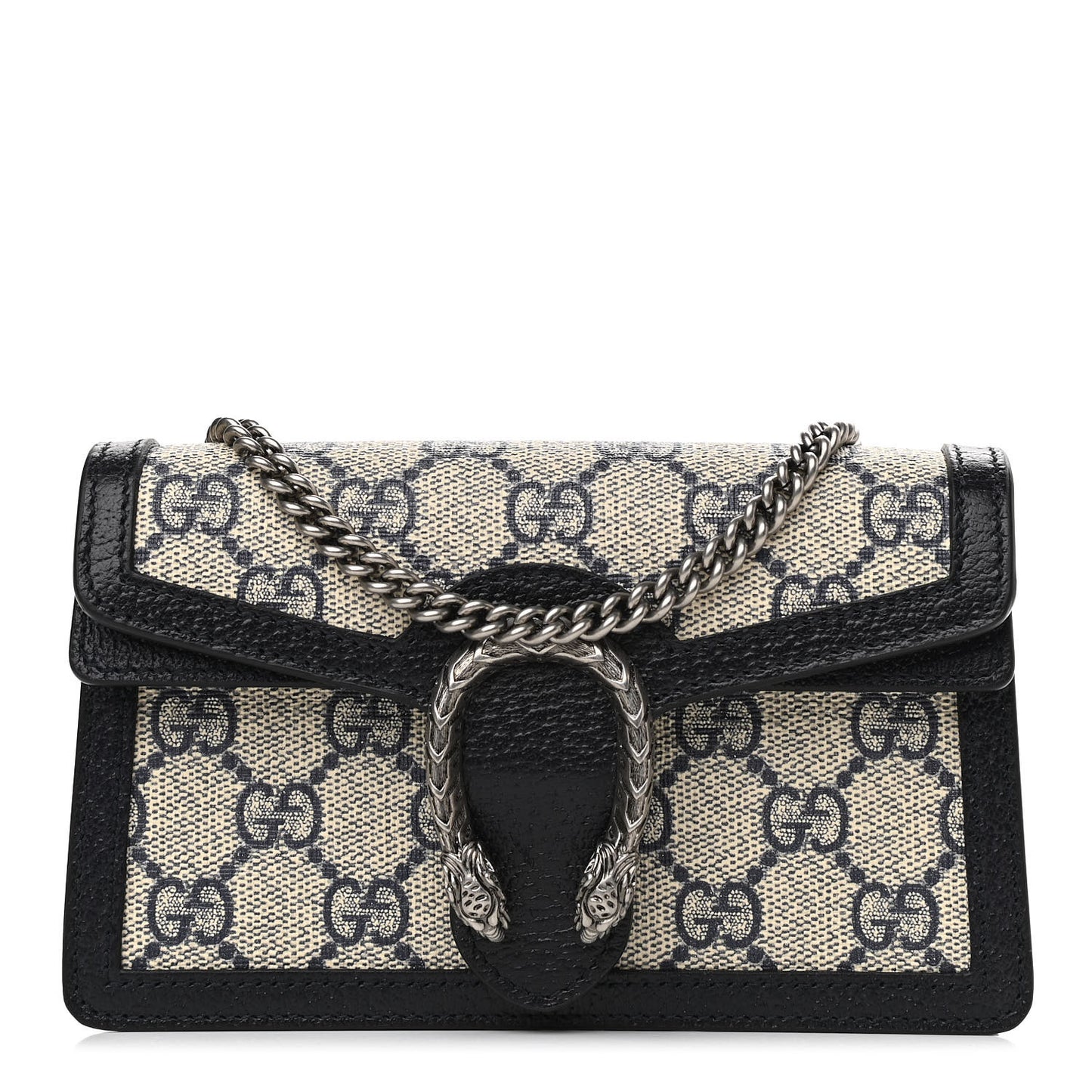 GG Supreme Monogram Textured Dollar Calfskin Super Mini Dionysus Shoulder Bag Beige Blue
