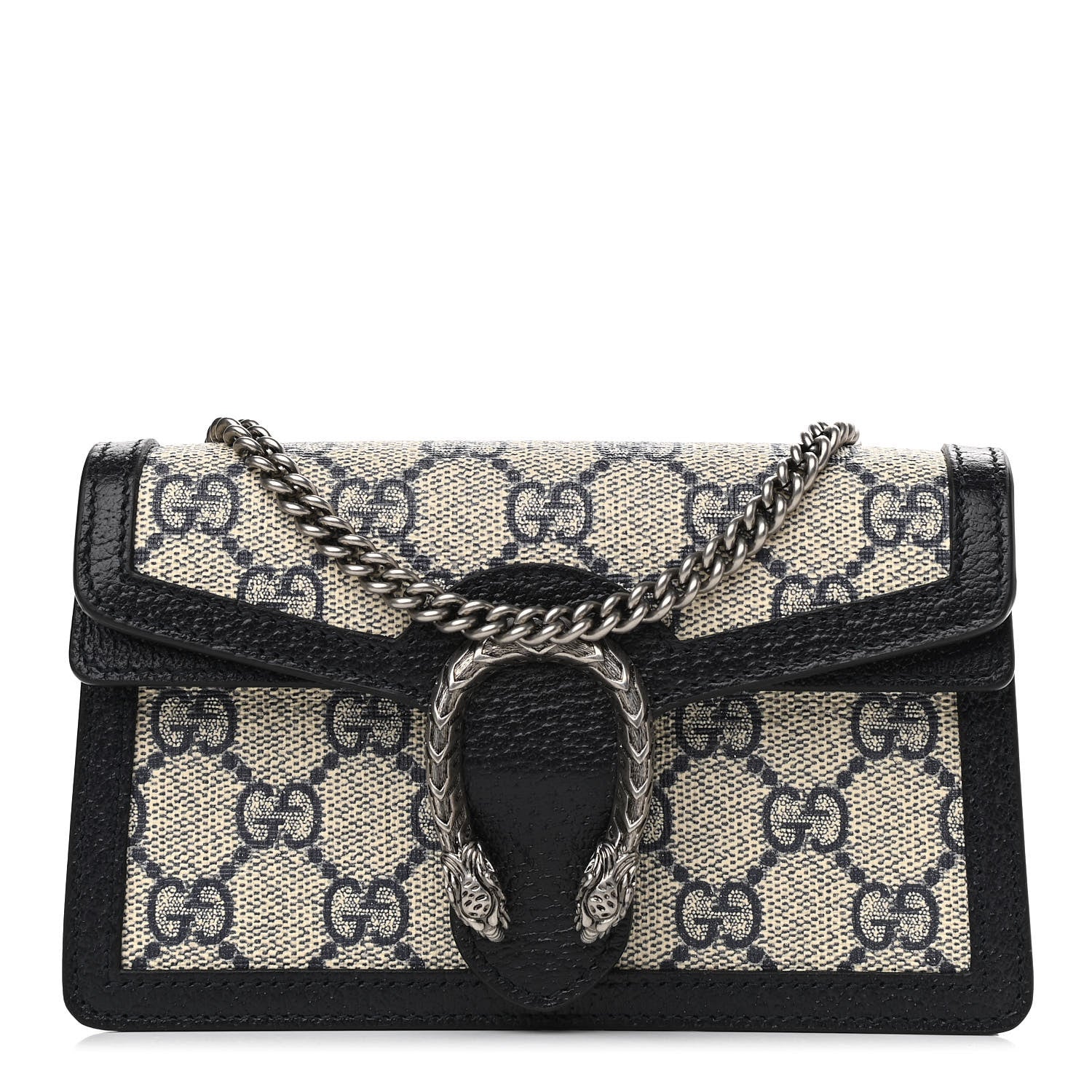 Gucci GG Supreme Monogram Textured Dollar Calfskin Super Mini Dionysus Shoulder Bag Beige Blue 1 of 11