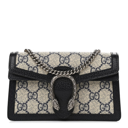Gucci GG Supreme Monogram Textured Dollar Calfskin Super Mini Dionysus Shoulder Bag Beige Blue 1 of 11