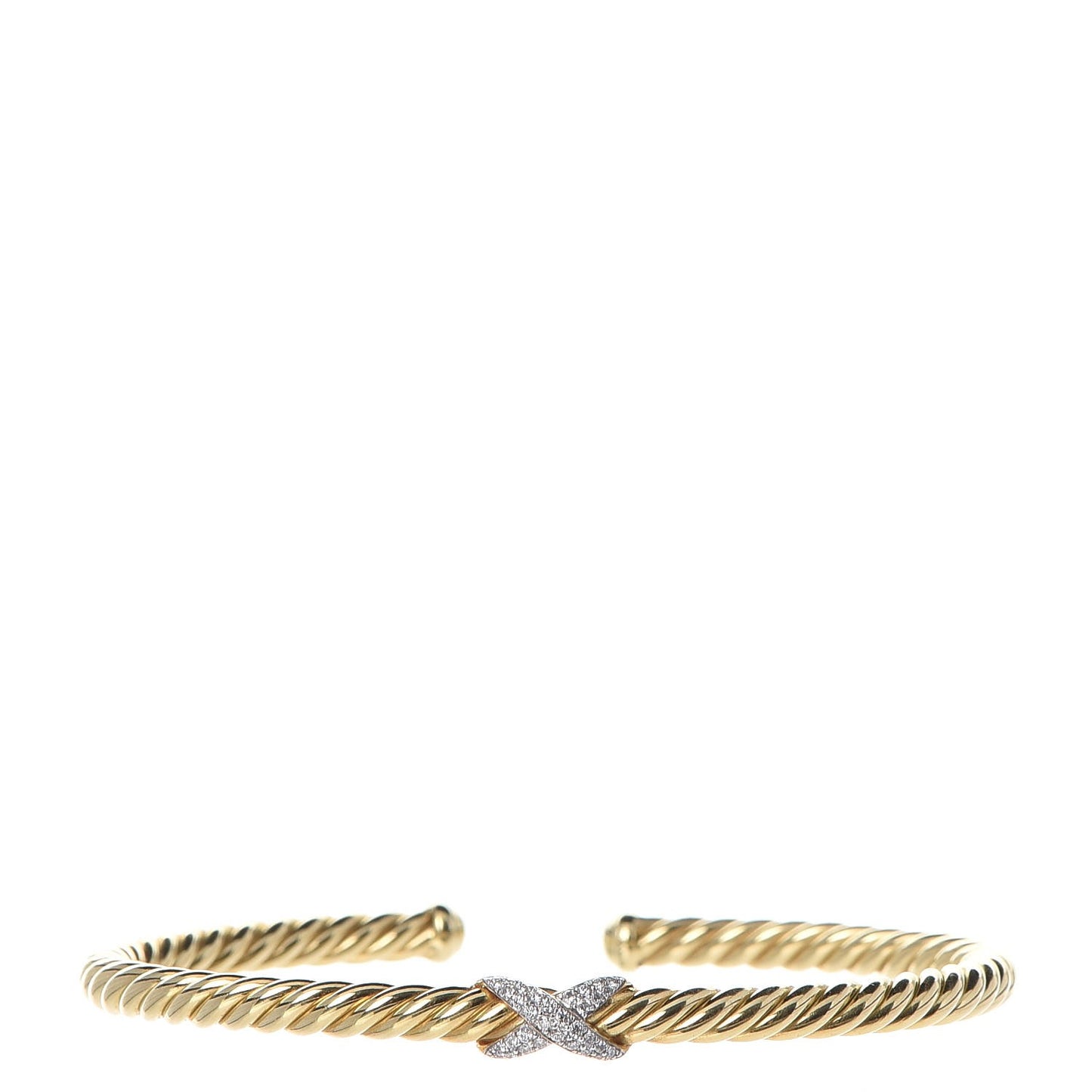 18K Yellow Gold Diamond 4mm Cablespira X Station Cable Bracelet