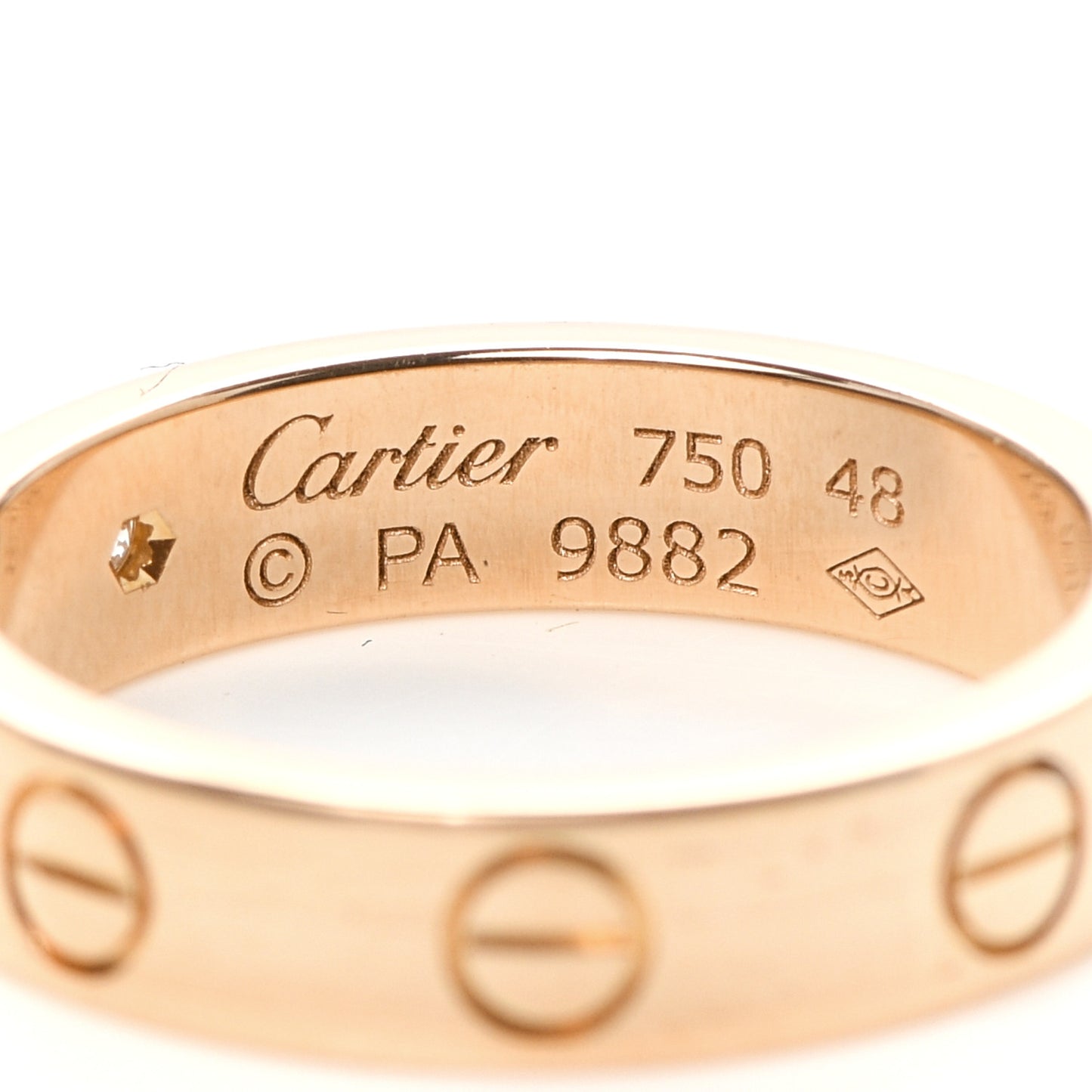 18K Pink Gold Diamond 4mm LOVE Wedding Band Ring 48 4.5