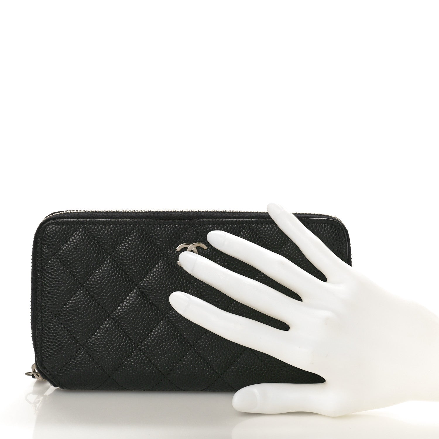 Chanel Iridescent Caviar Quilted Long Zip Around Wallet Black 2 of 11