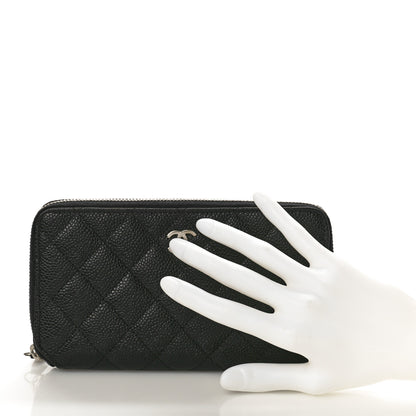 Chanel Iridescent Caviar Quilted Long Zip Around Wallet Black 2 of 11