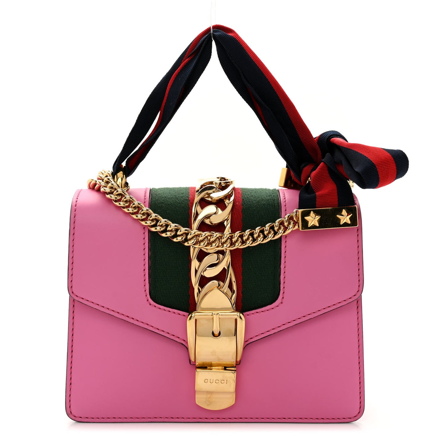 Vitello Fontanella Web Mini Sylvie Chain Shoulder Bag Pink Tropical Flower