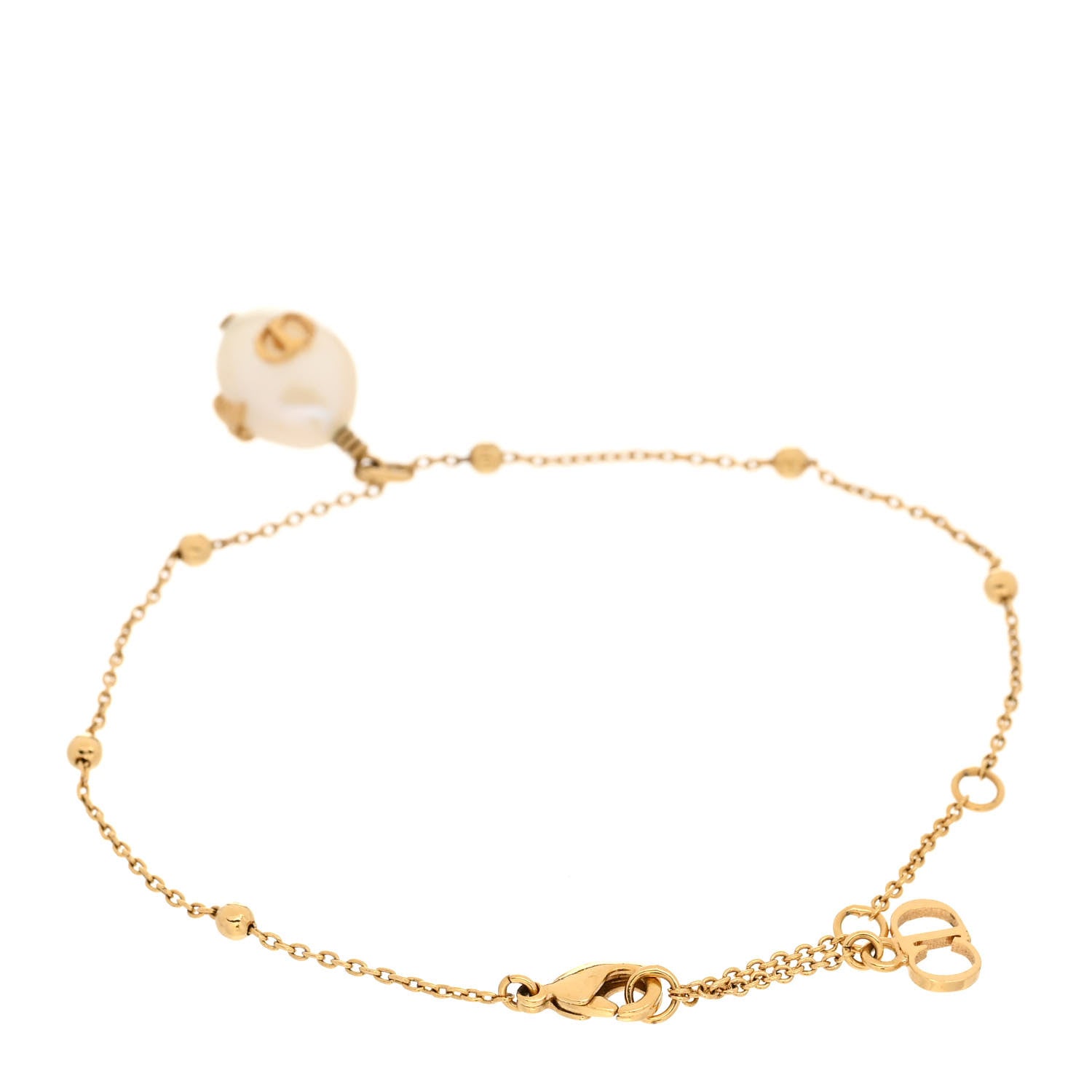Christian Dior Fresh Water Pearl Metal Perles De Desir Charm Bracelet Gold 3 of 5