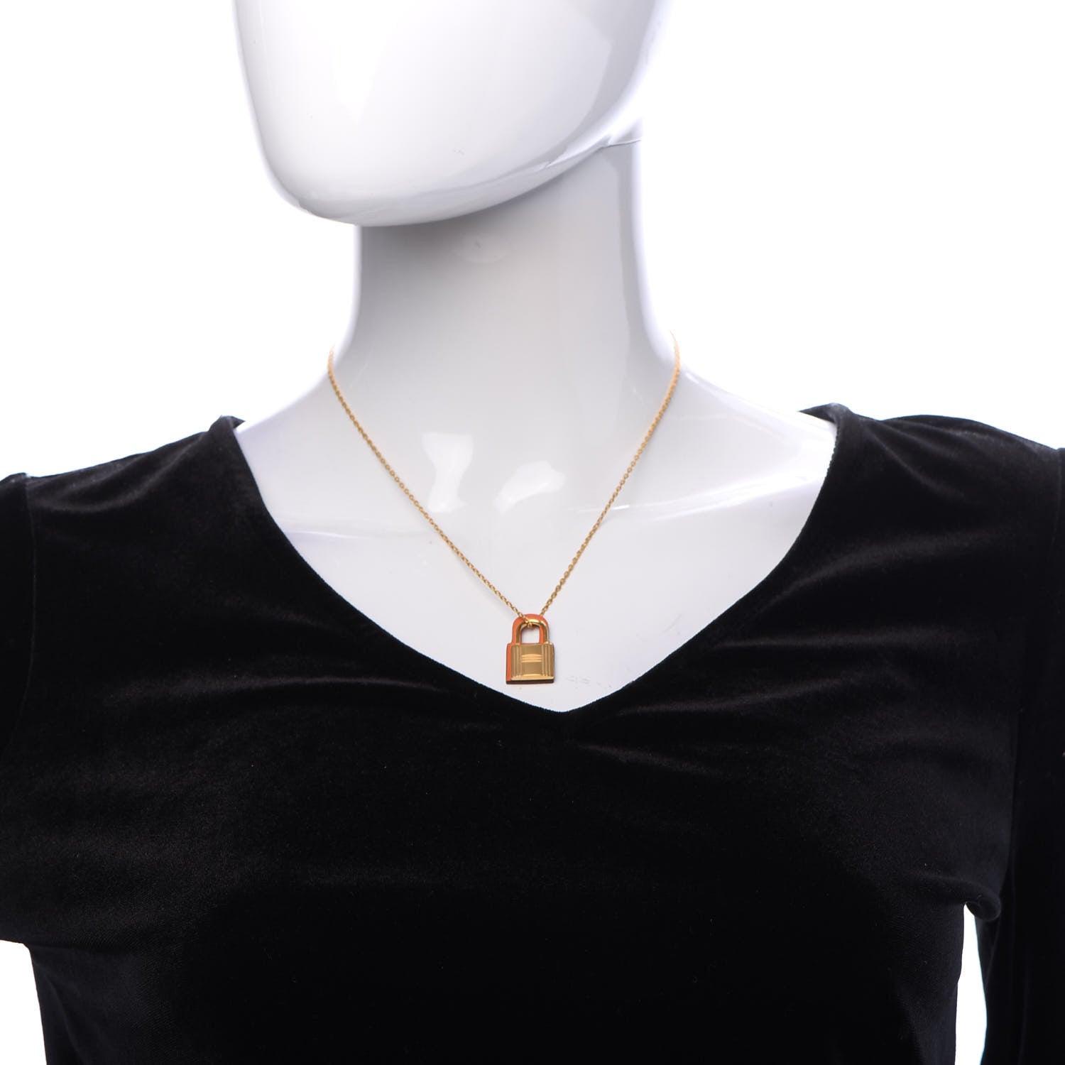 Hermes Swift Small O'Kelly Pendant Necklace Orange 2 of 7