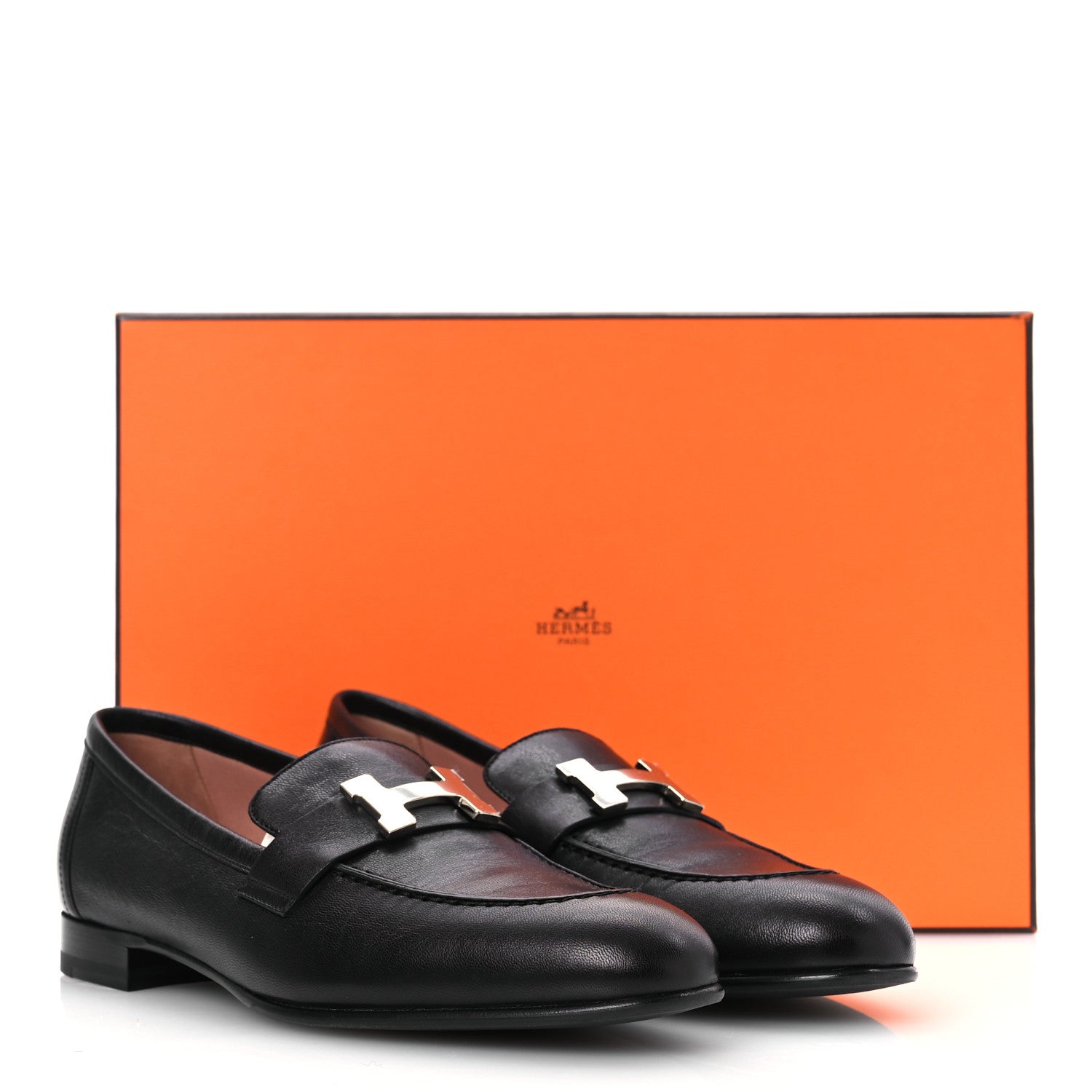 Hermes Goatskin Womens Paris Loafers 37 Black 12 of 12