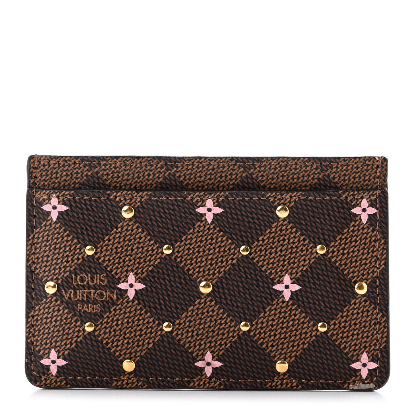 Damier Ebene Studded Card Holder