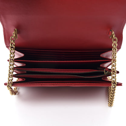 Gucci Calfskin Matelasse GG Marmont Chain Wallet Hibiscus Red 5 of 14