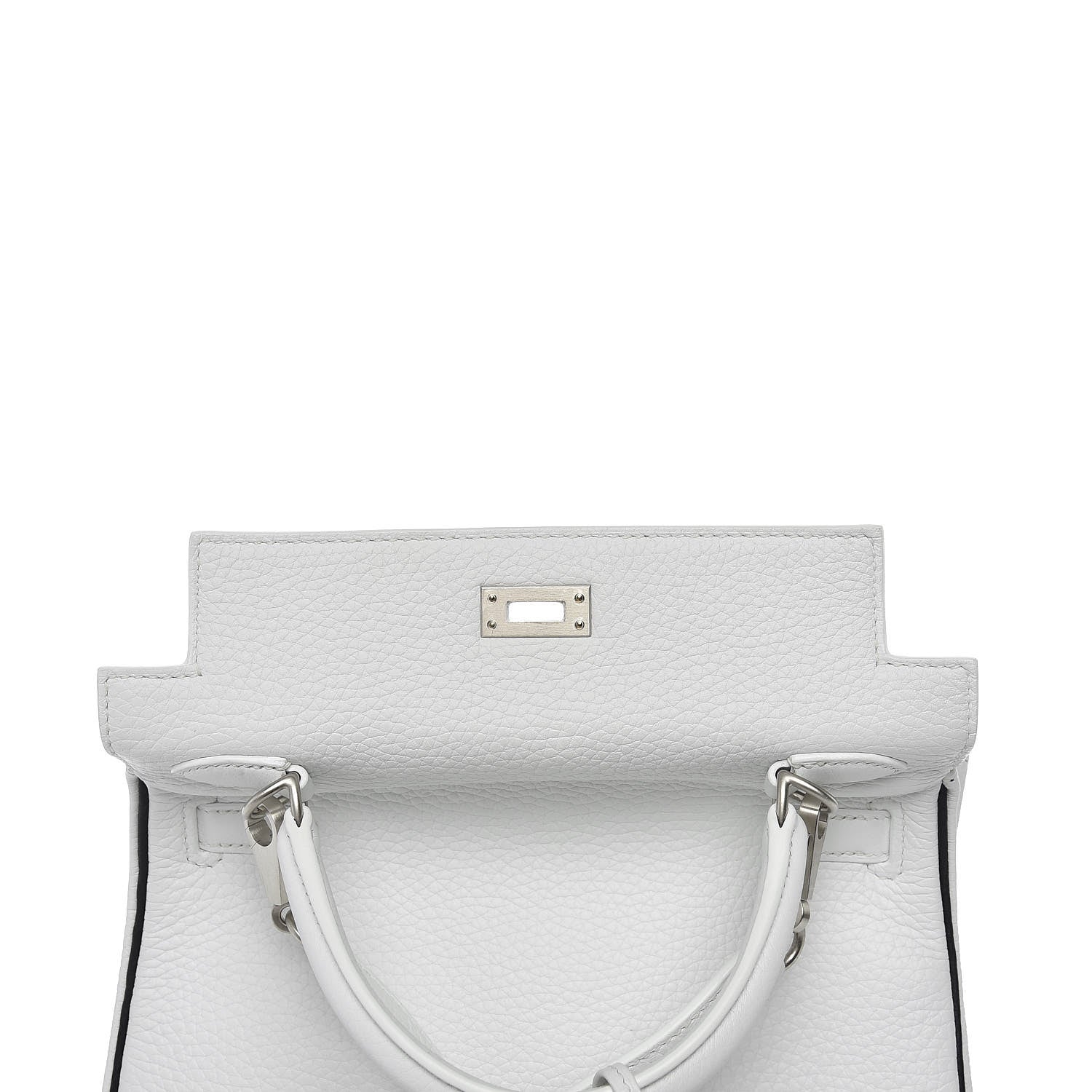 Hermes Taurillon Clemence Horseshoe Kelly Retourne 25 White Black 12 of 43