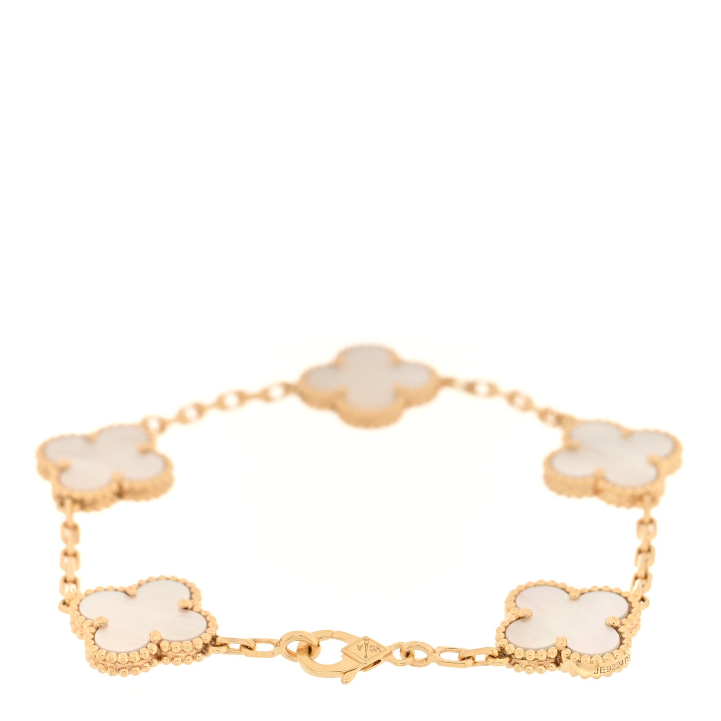 18K Yellow Gold Mother of Pearl 5 Motifs Vintage Alhambra Bracelet