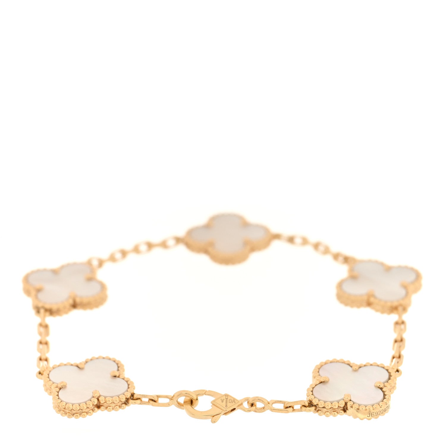 Van Cleef & Arpels 18K Yellow Gold Mother of Pearl 5 Motifs Vintage Alhambra Bracelet 2 of 4