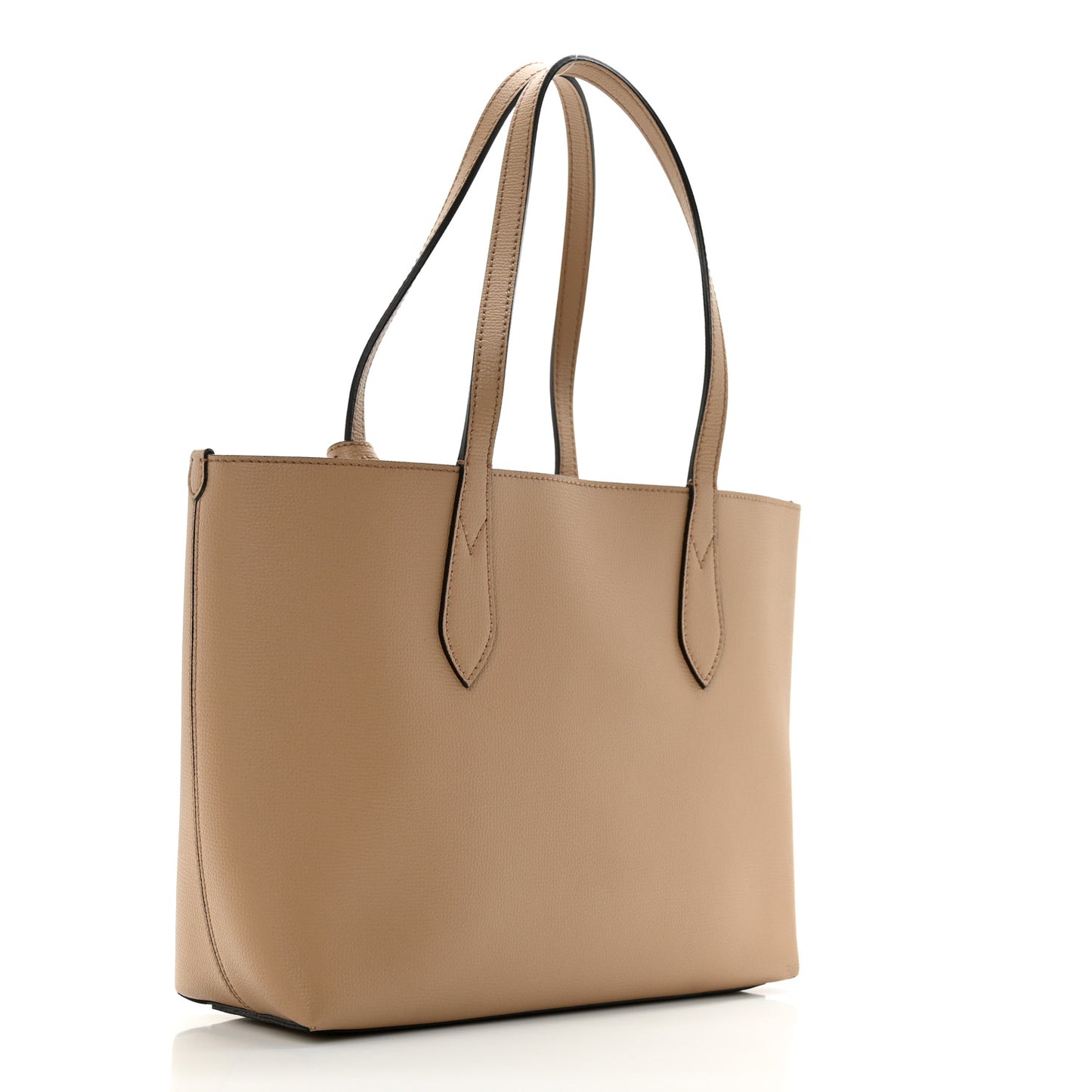 Grainy Calfskin Haymarket Check Small Reversible Tote Mid Camel