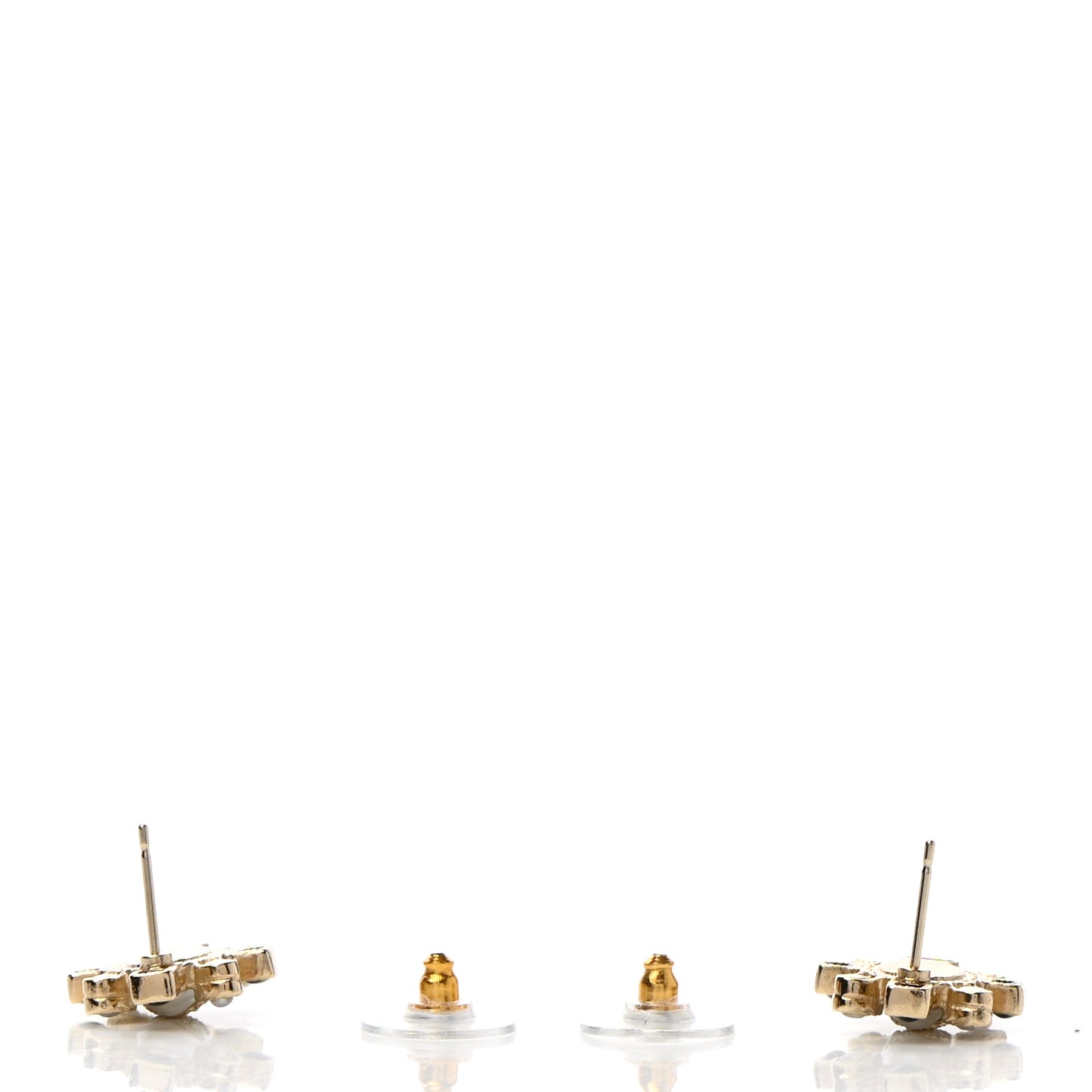 Enamel Pearl CC Earrings Black Gold