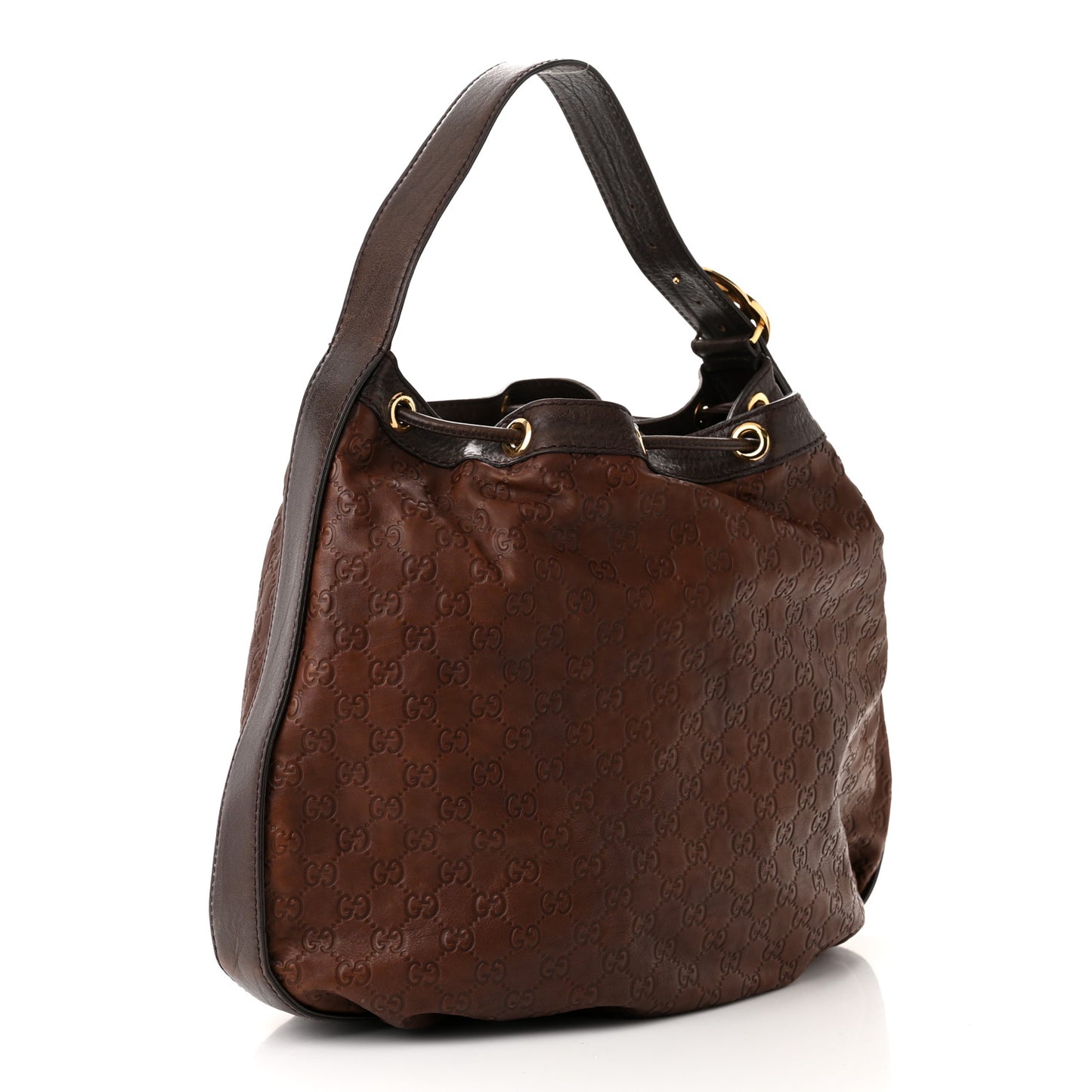 Guccissima Medium Interlocking Icon Shoulder Bag Dark Brown