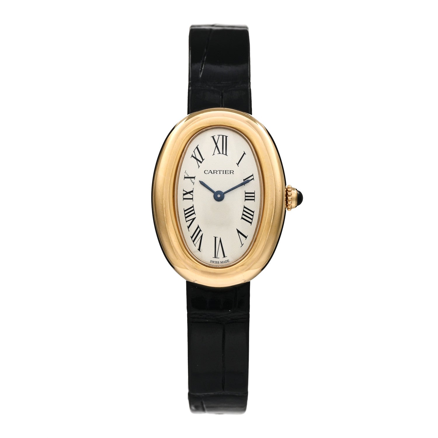 Cartier 18K Yellow Gold Alligator 22mm Baignoire Quartz Watch 1 of 5
